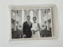 Black and white photo inside a clear polyester archival sleeve